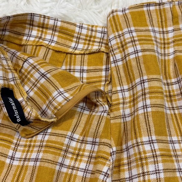 Reformation Linen Plaid Pants in "Cher" Yellow Sz 6 - Picture 7 of 11